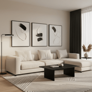 Regent Monochrome 3D Paint Stroke Effect Canvas Wall Art - Set of 3