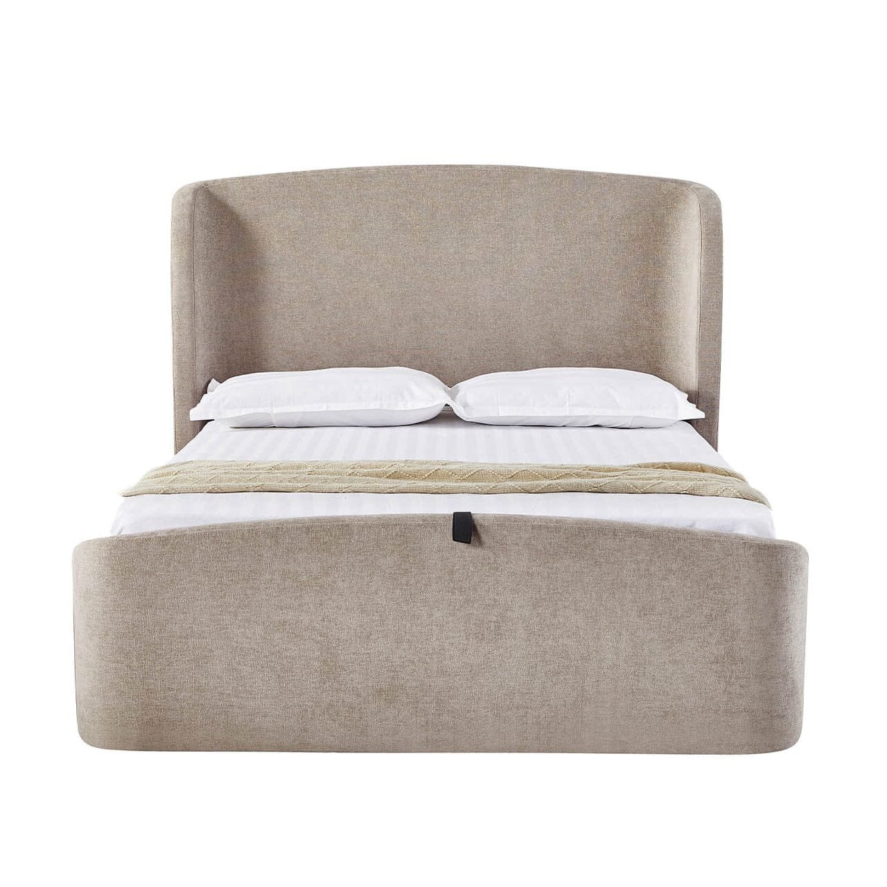 Reya Beige Textured Winged Ottoman Bed