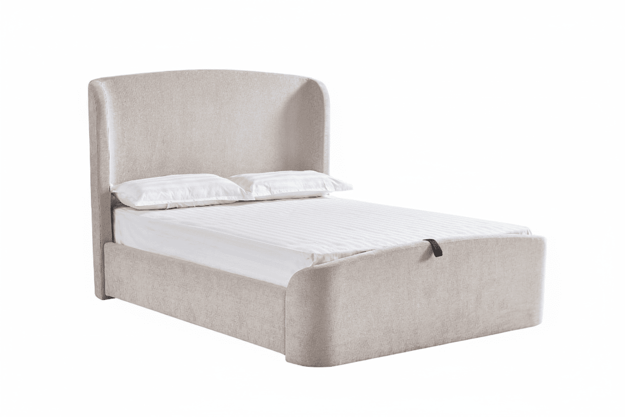 Reya Cashmere Textured Winged Ottoman Bed