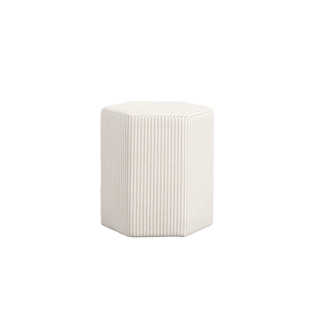 Rhodes Beige Pinstripe Hexagonal Decorative Stool