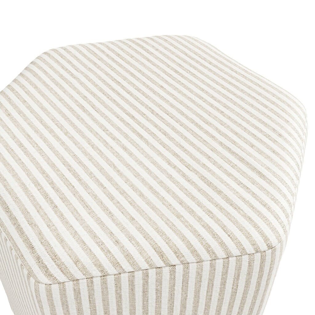 Rhodes Beige Pinstripe Hexagonal Decorative Stool
