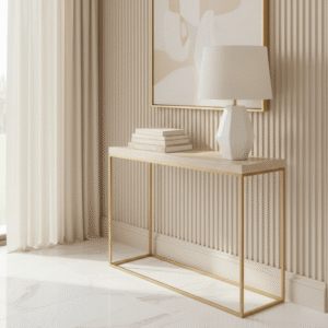 Robyn Beige Granite & Gold Square Console Table