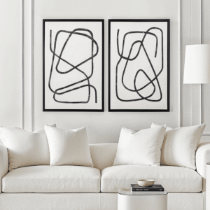 Robyn Black Squiggle Framed Canvas Wall Art - Set of 2
