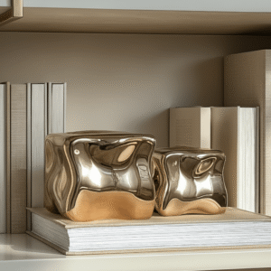 Romée Large Gold Abstract Cube Ornament