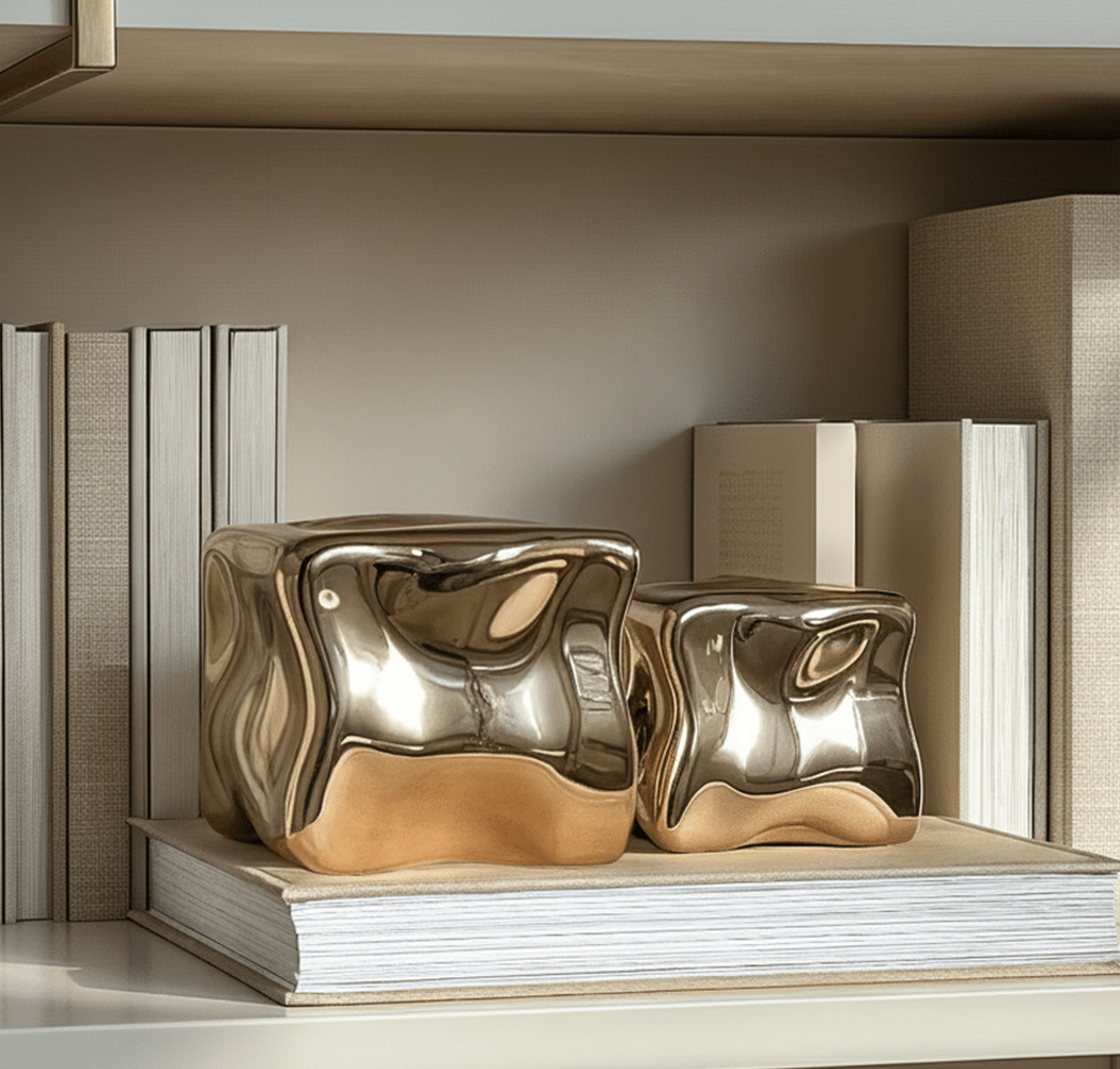 Romée Large Gold Abstract Cube Ornament
