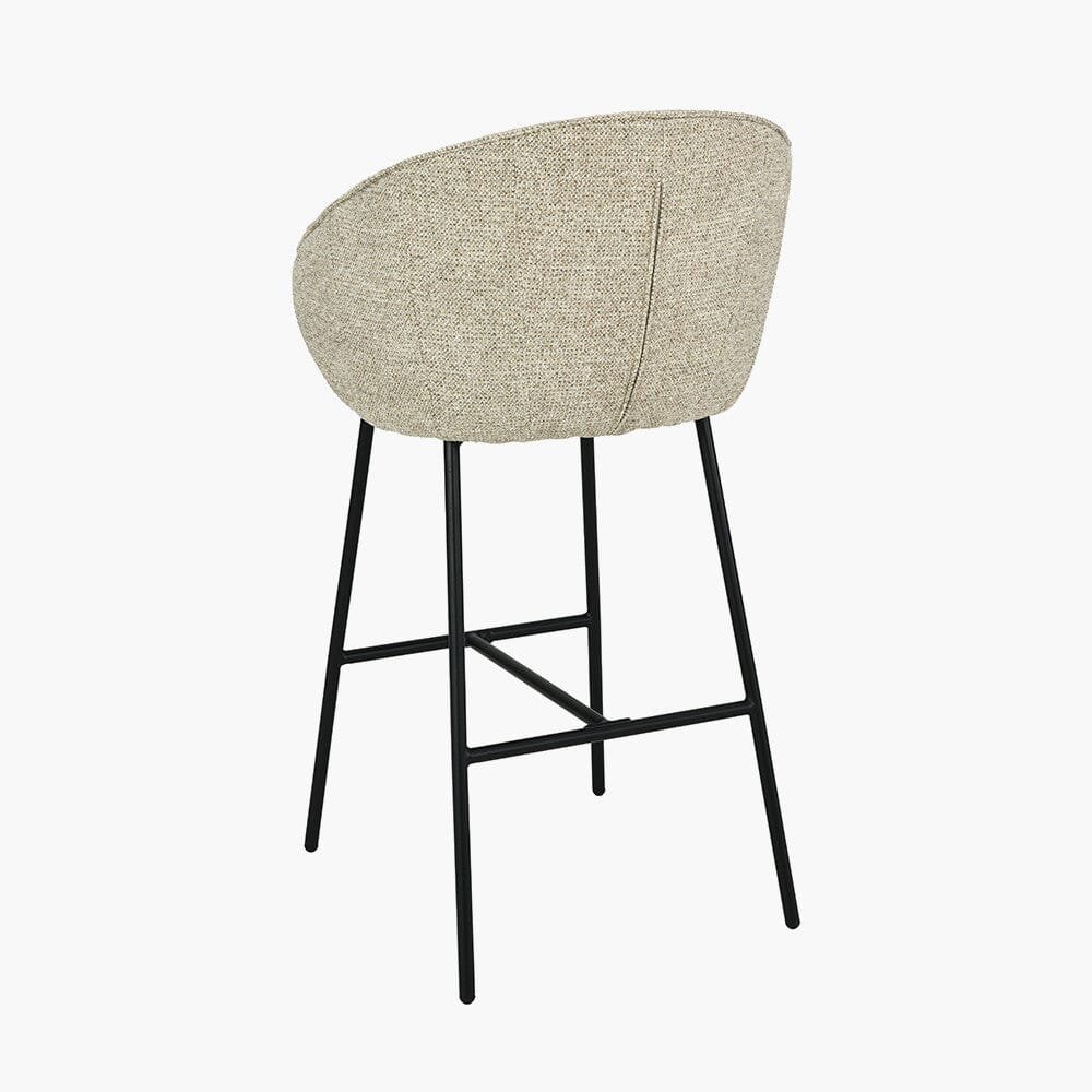 Romy Mocha Textured Chenille Bar Stool with Black Legs