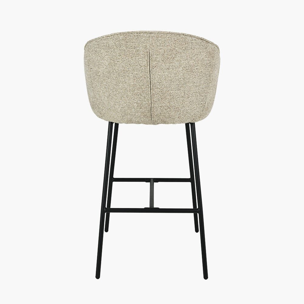 Romy Mocha Textured Chenille Bar Stool with Black Legs