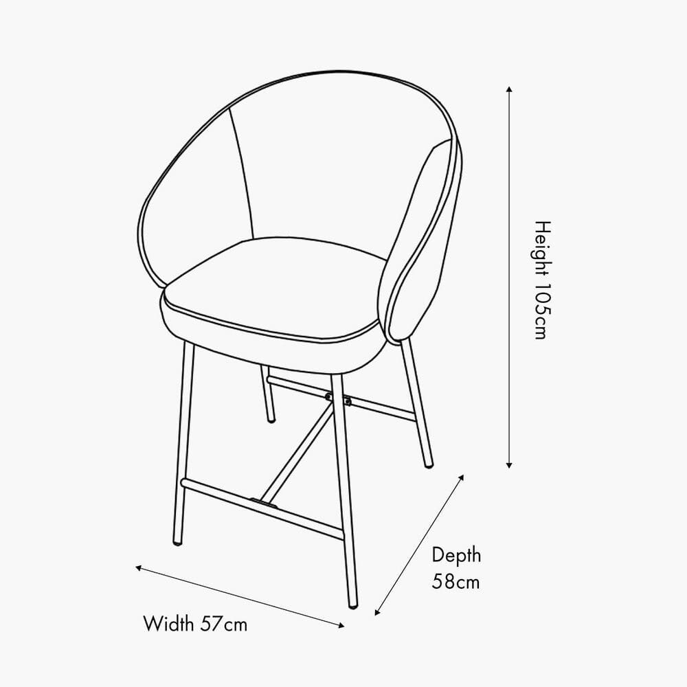 Romy Mocha Textured Chenille Bar Stool with Black Legs