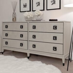 Rosa White Wash Oak Veneer 6 Drawer Chest