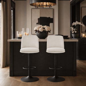Roux Cream Textured Bar Chairs - Set of 2