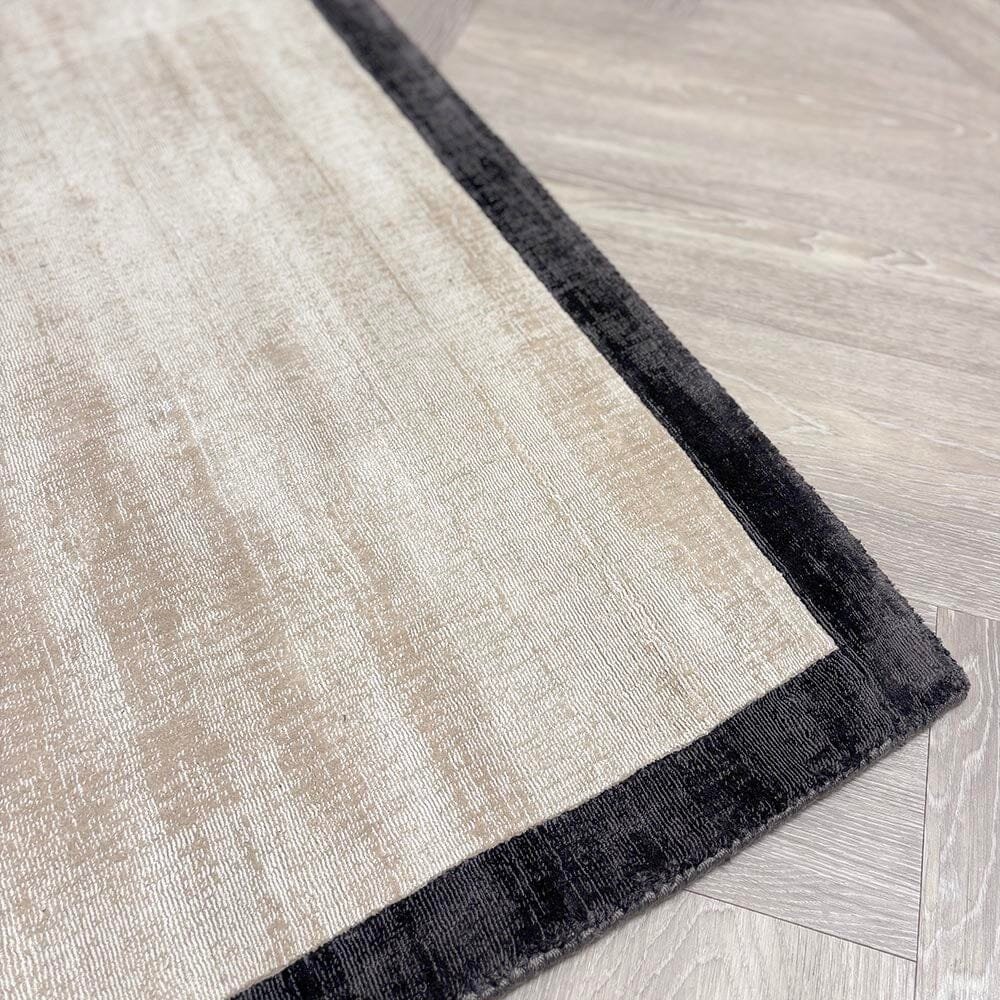Ryley Cream Viscose Rug with Black Border