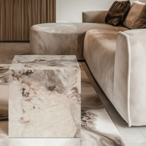 Samoa Taupe & White Marble Side Table
