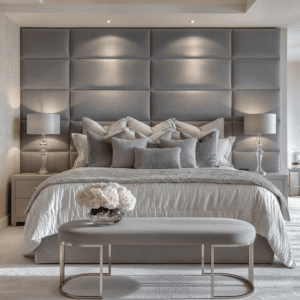 Sapphira Grey & Silver Curved Bench