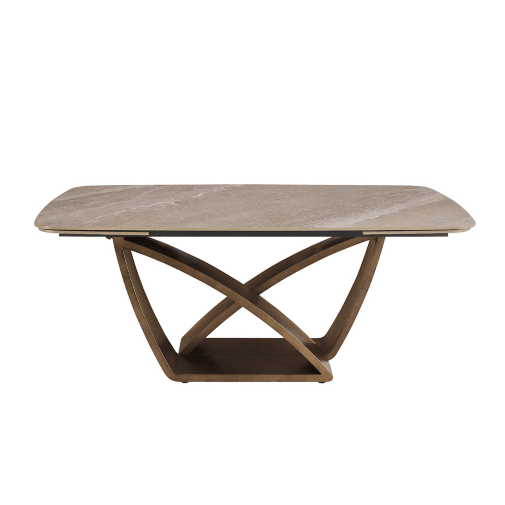 Sarzana Bronze Extending Rectangular Dining Table with Stone Top