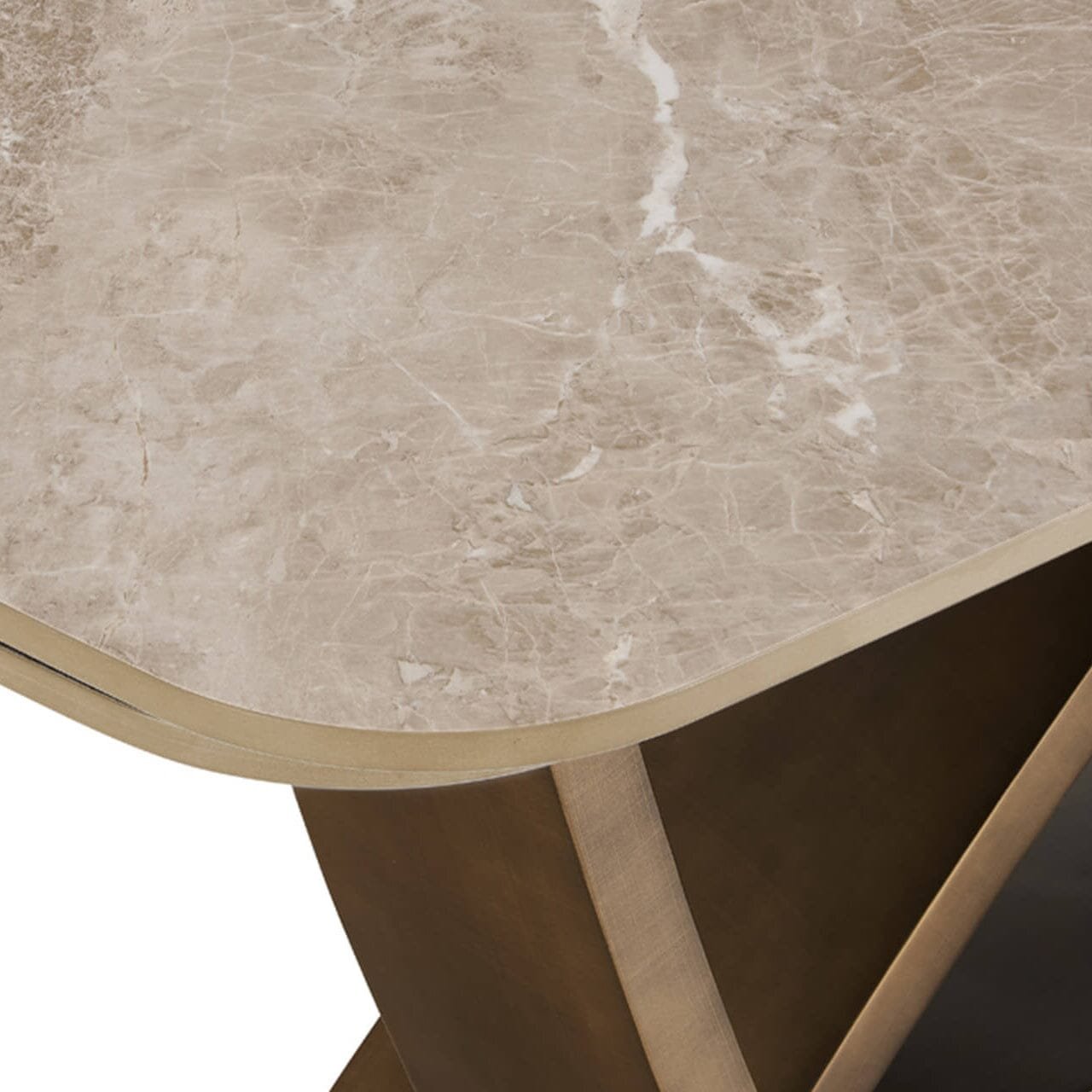 Sarzana Bronze Extending Rectangular Dining Table with Stone Top