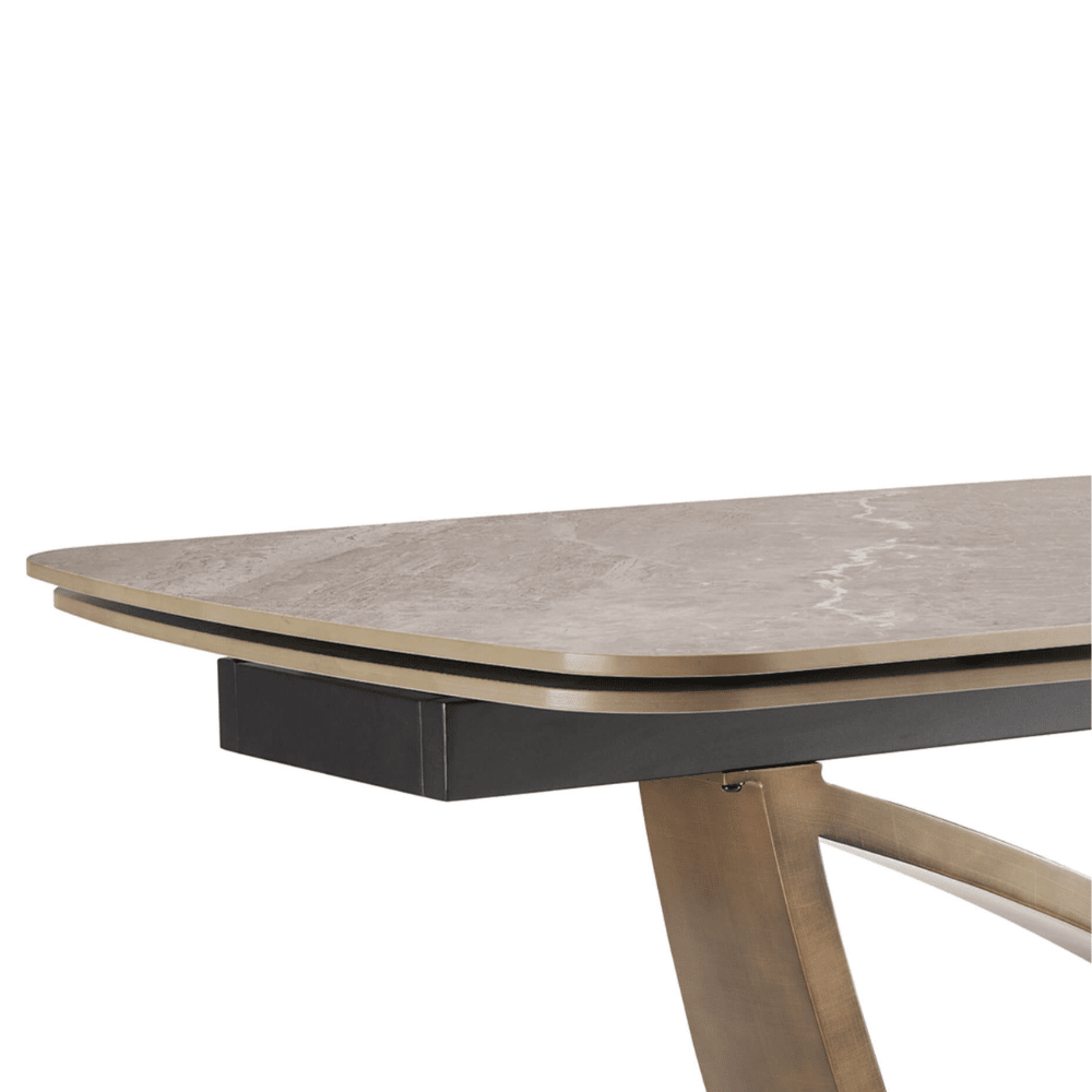 Sarzana Bronze Extending Rectangular Dining Table with Stone Top