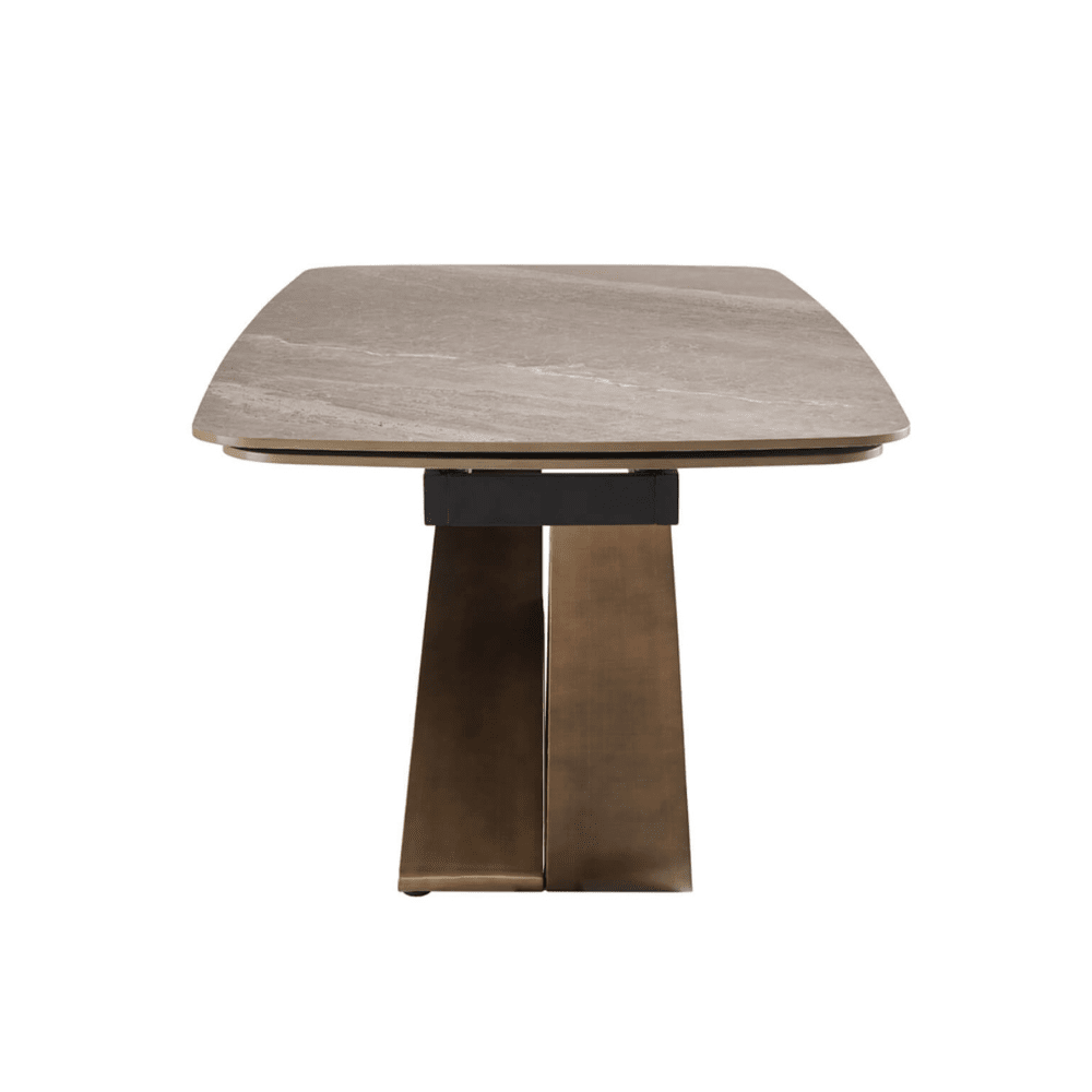 Sarzana Bronze Extending Rectangular Dining Table with Stone Top