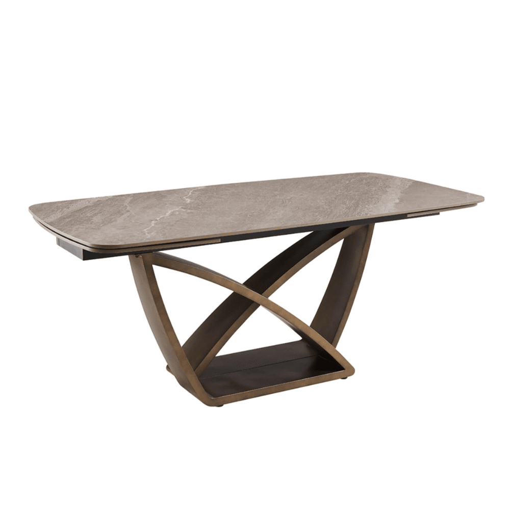 Sarzana Bronze Extending Rectangular Dining Table with Stone Top