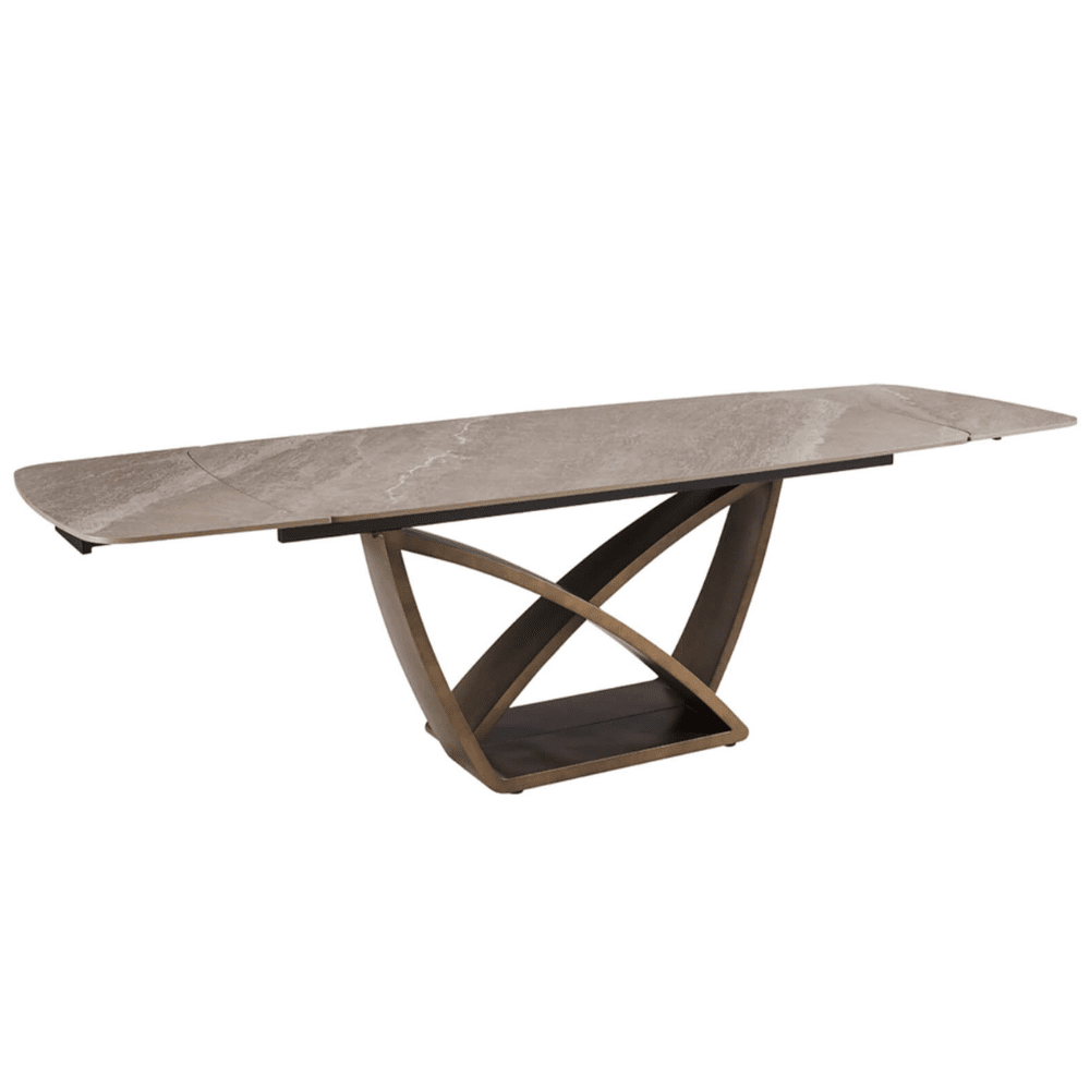 Sarzana Bronze Extending Rectangular Dining Table with Stone Top