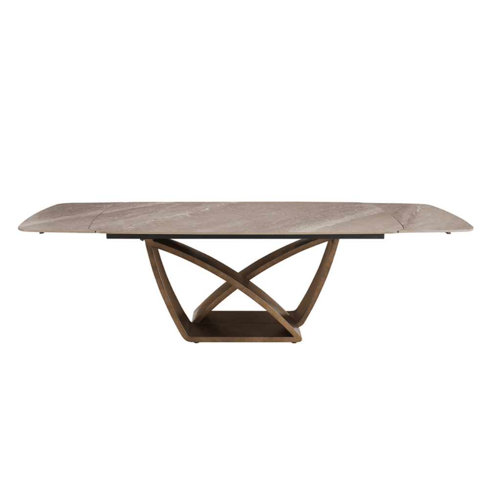 Sarzana Bronze Extending Rectangular Dining Table with Stone Top