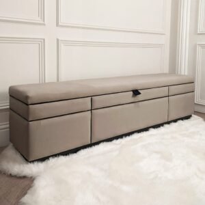 Savoy Mink & Black Luxury Piped Velvet Ottoman Box