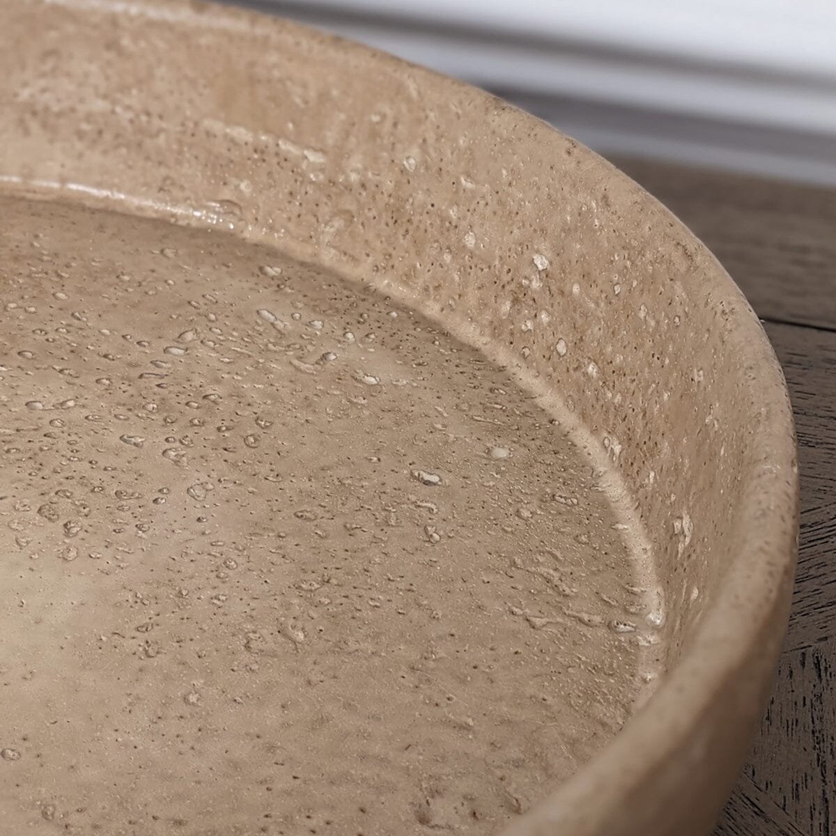 Seanna Taupe Distressed Round Decorative Tray