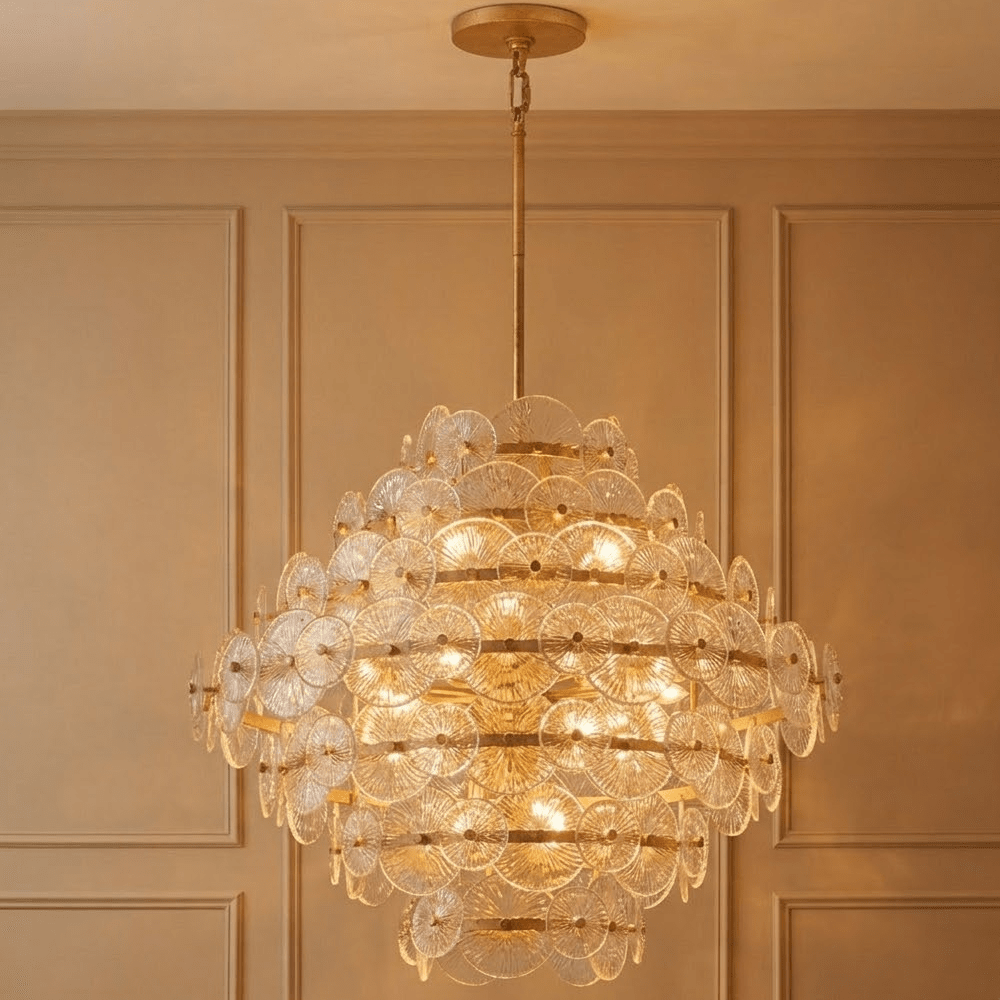 Selene Gold 16 Light Chandelier with Round Glass Detailing