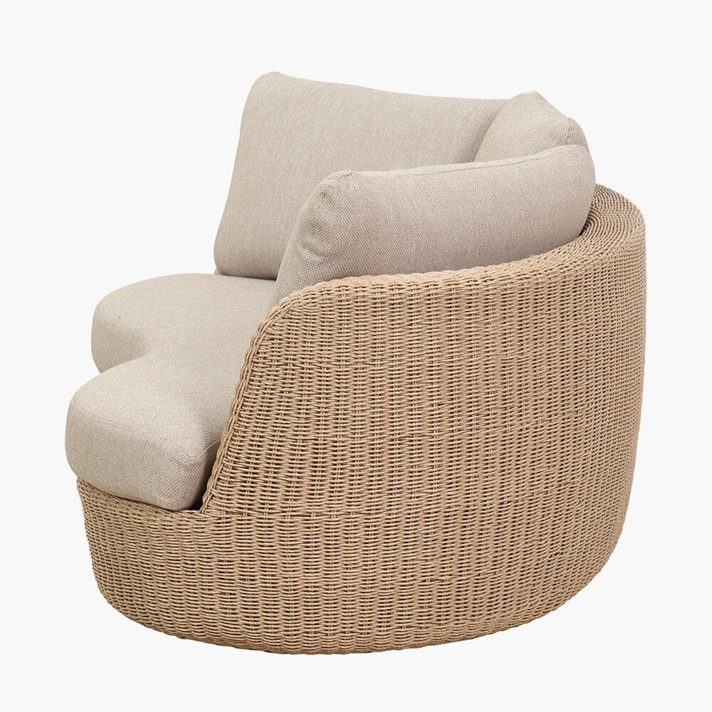 Sevilla Natural Wicker Outdoor Curved Sofa Lounge Set- Seats 5