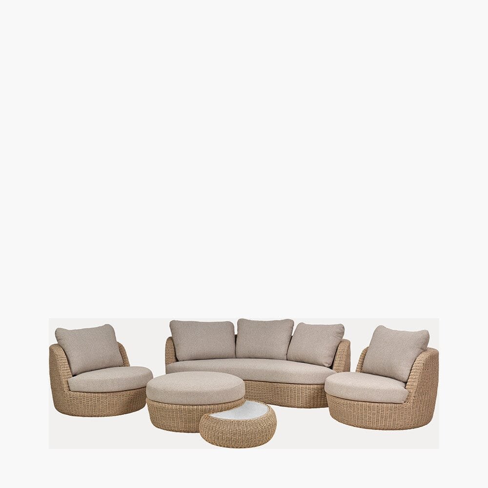 Sevilla Natural Wicker Outdoor Curved Sofa Lounge Set- Seats 5