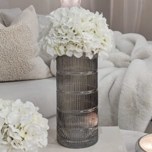 Seville Large Smoked Glass Ribbed Vase