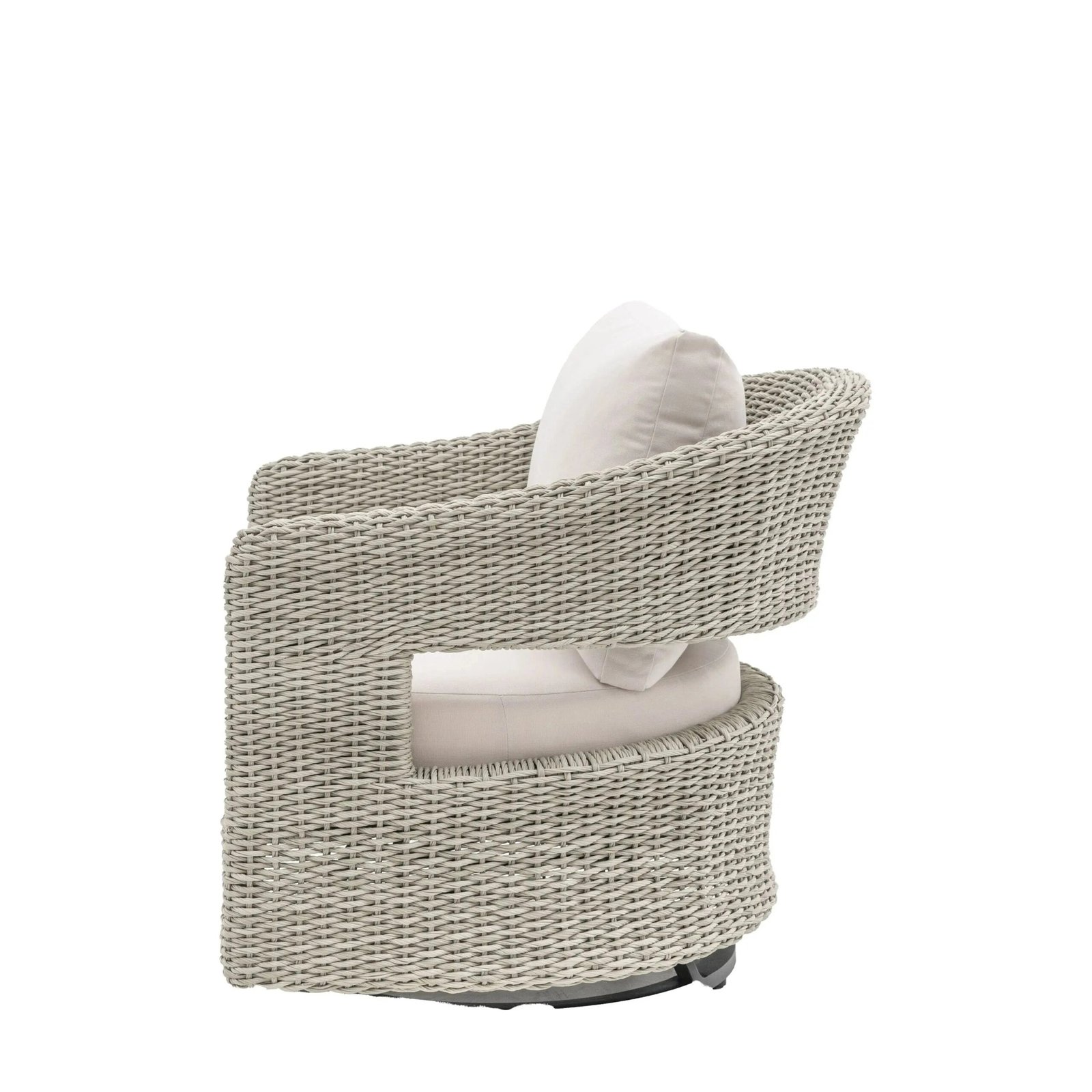 Seychelles Outdoor Cream & Natural Rattan Curved Swivel Chair