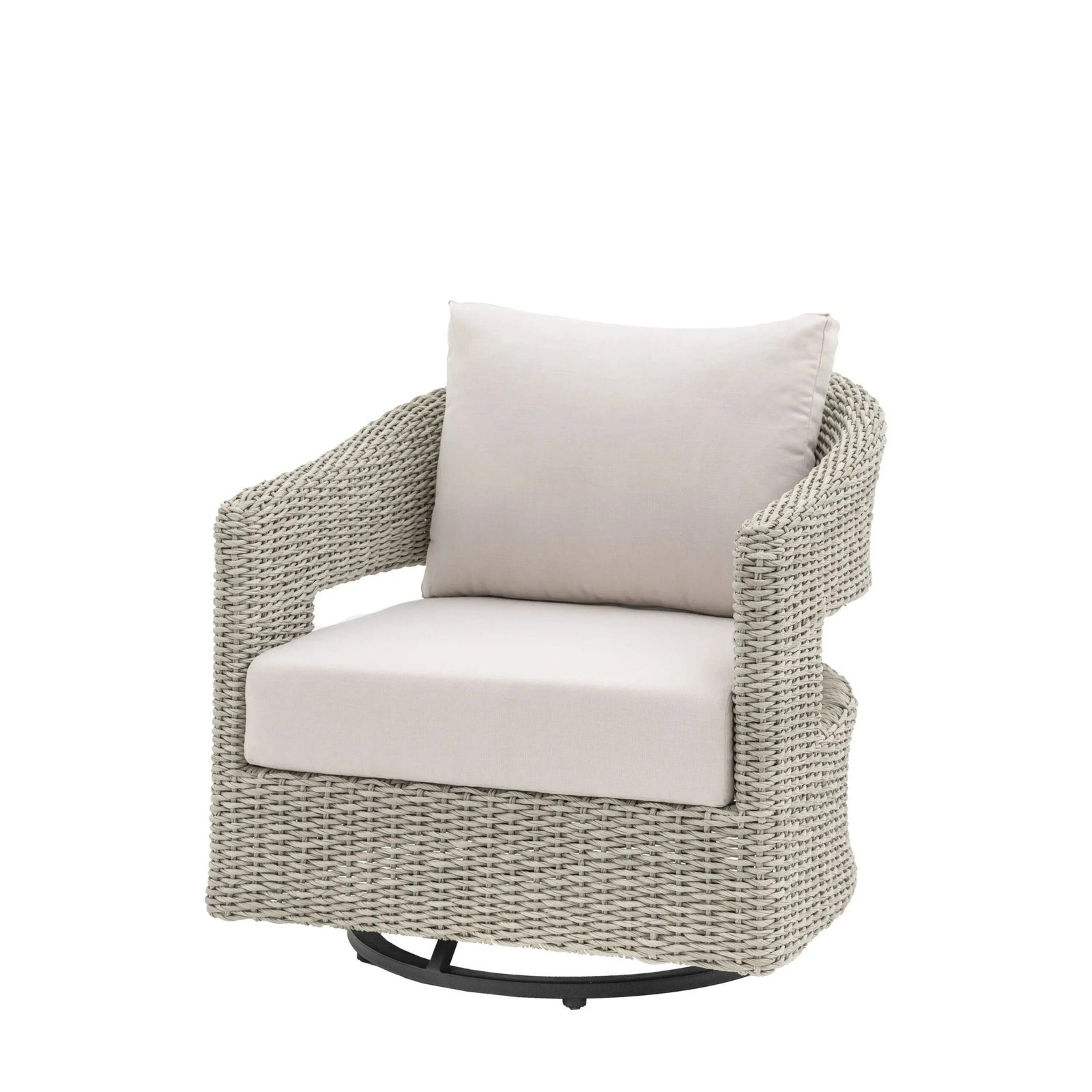 Seychelles Outdoor Cream & Natural Rattan Curved Swivel Chair