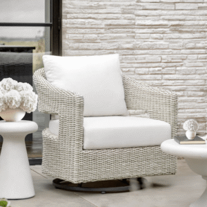 Seychelles Outdoor Cream & Natural Rattan Curved Swivel Chair