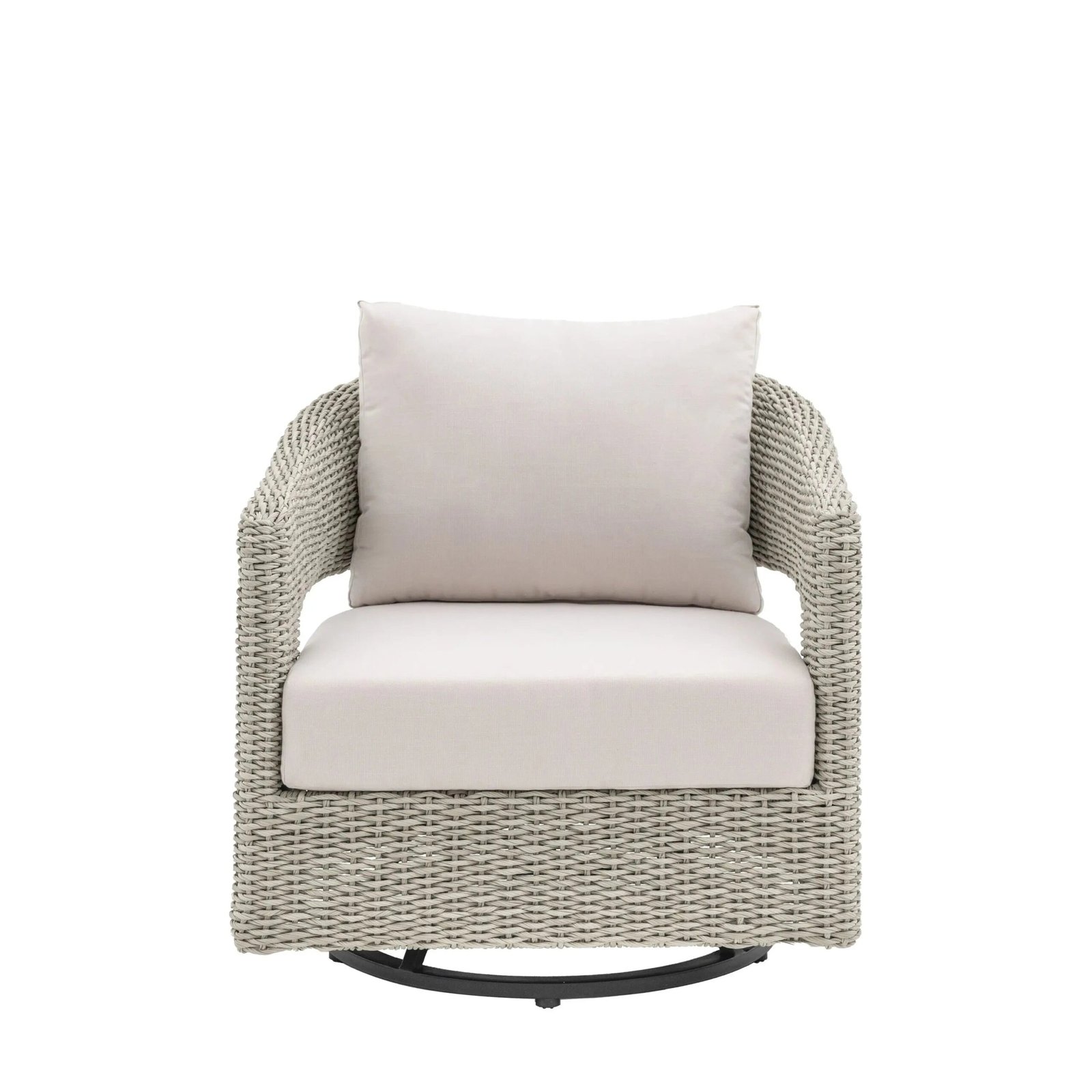 Seychelles Outdoor Cream & Natural Rattan Curved Swivel Chair