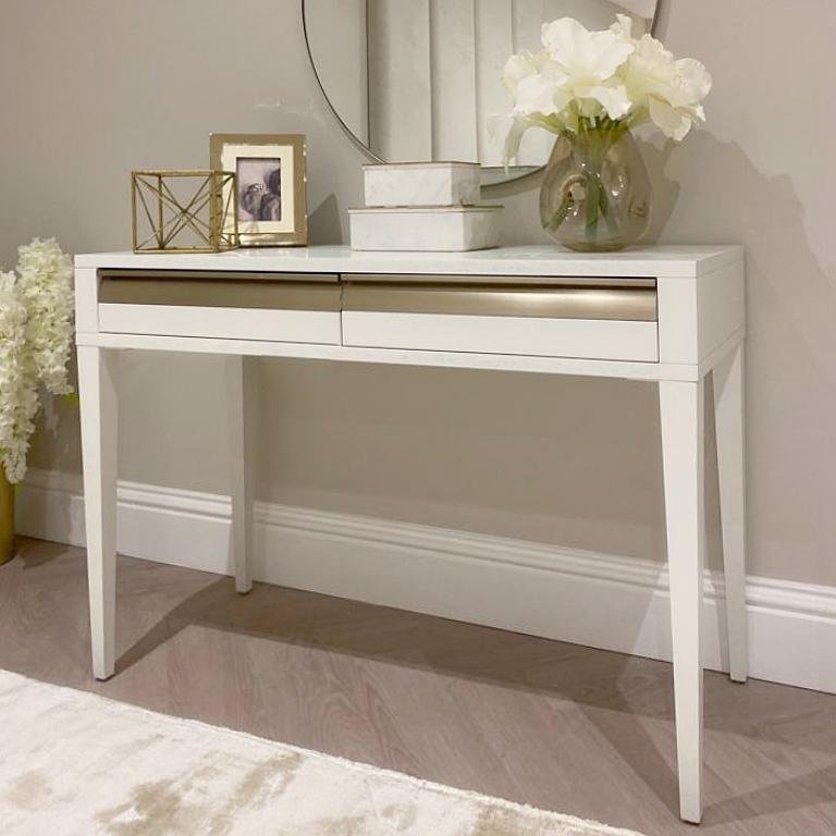 Zayd White & Bronze Premium Dressing Table / Desk
