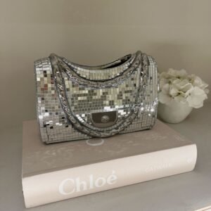 Silver Disco Decorative Handbag Vase