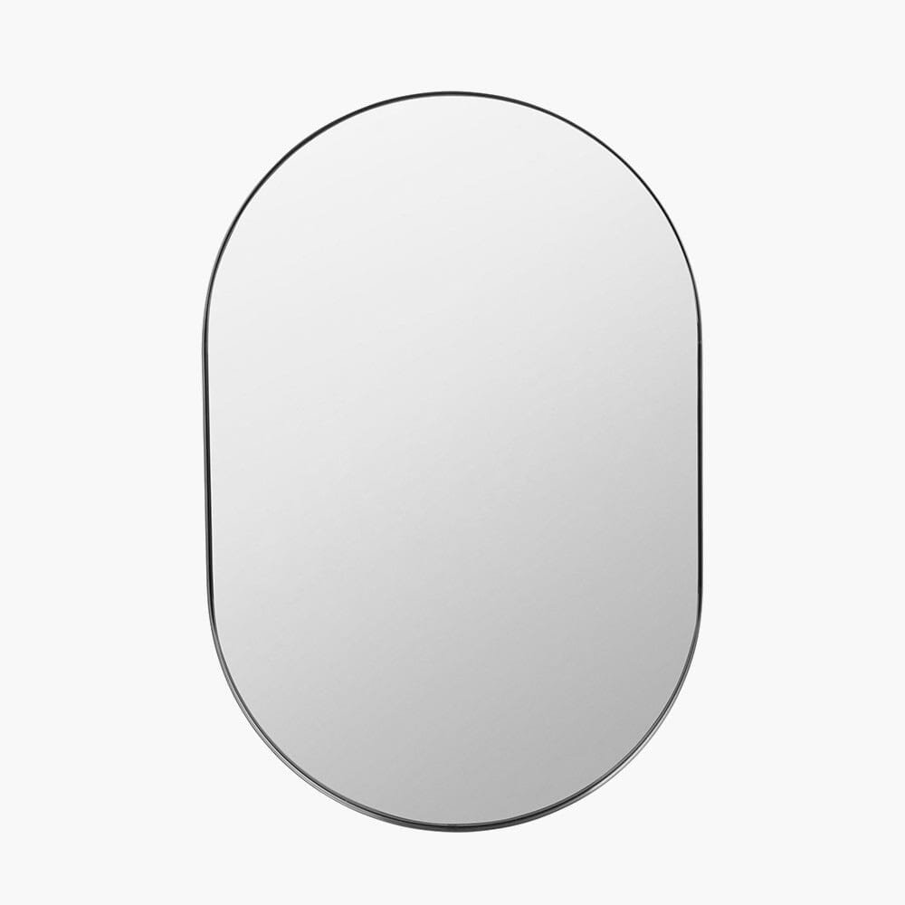 Siona Silver Metal Slim Frame Oval Wall Mirror
