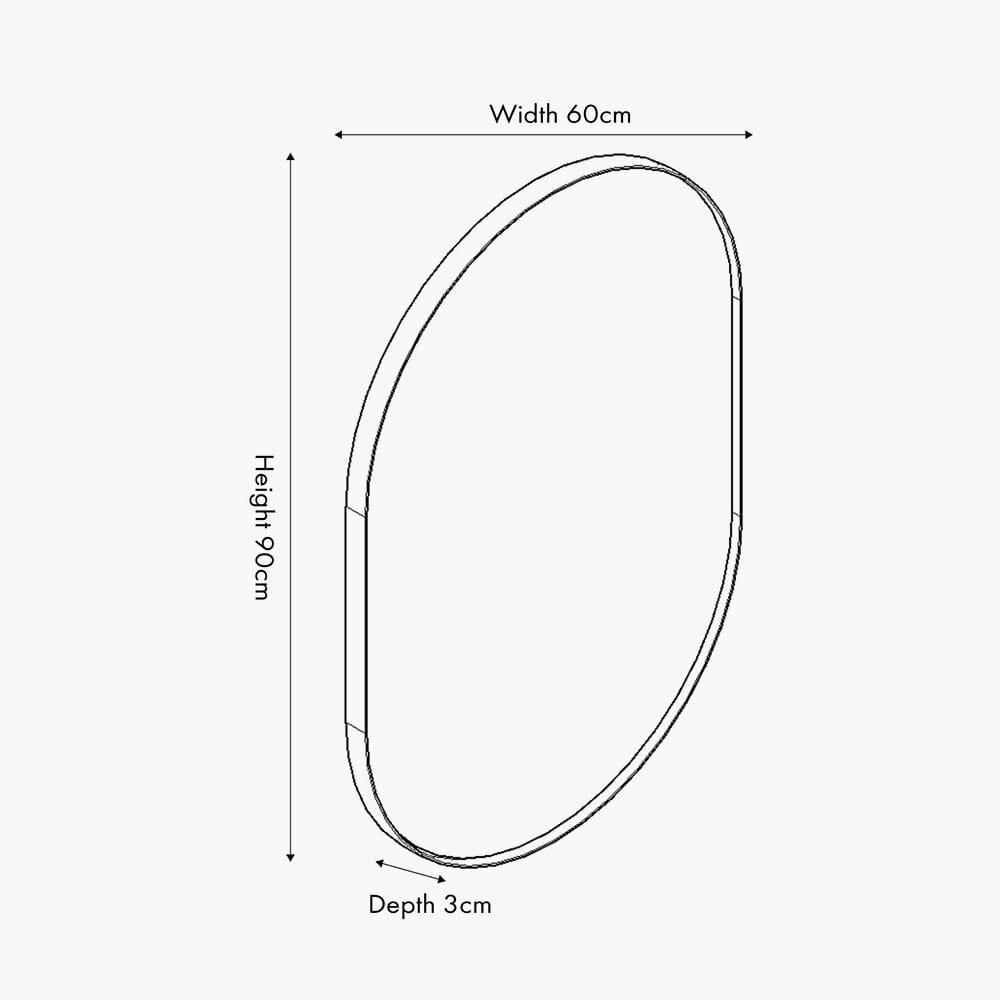 Siona Silver Metal Slim Frame Oval Wall Mirror