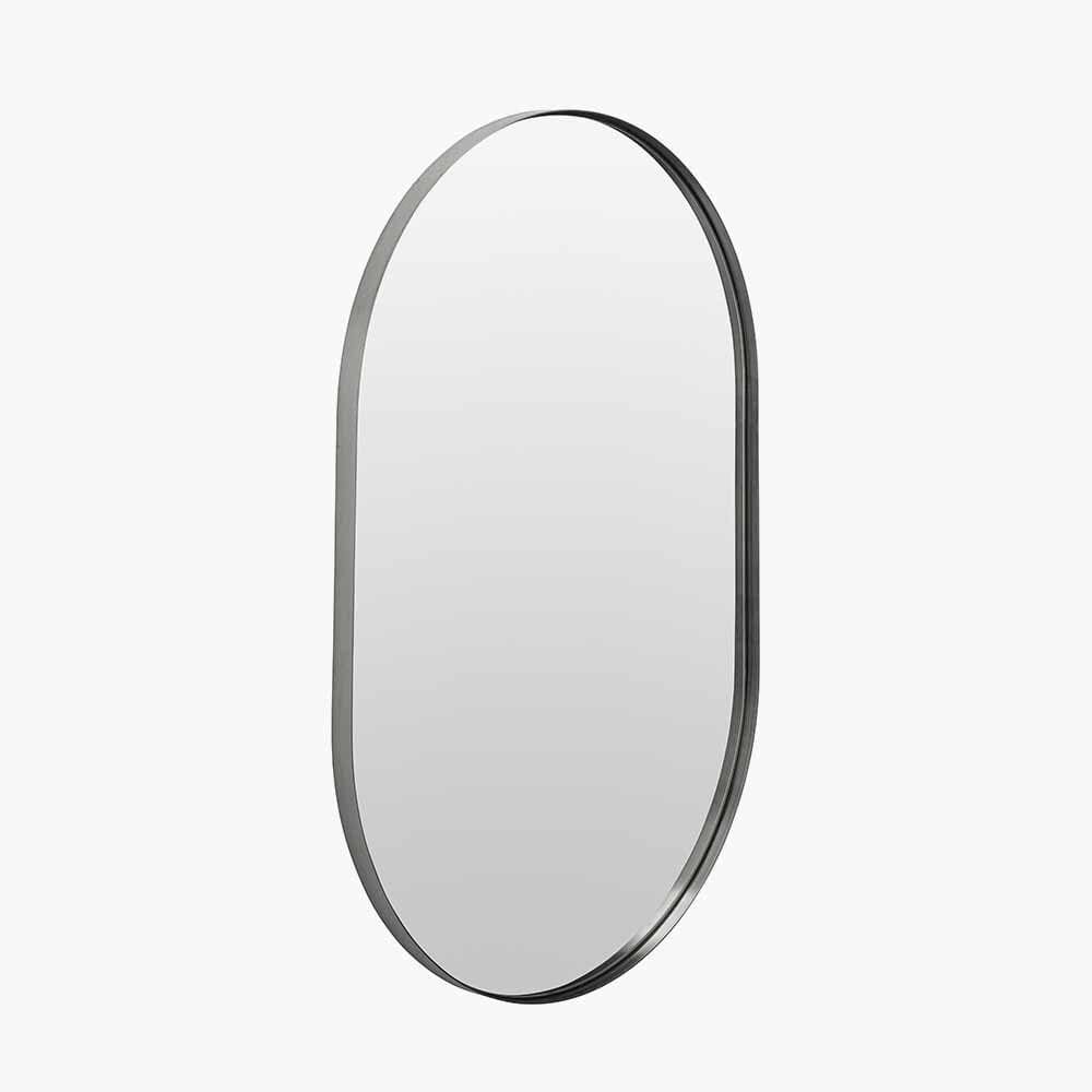 Siona Silver Metal Slim Frame Oval Wall Mirror