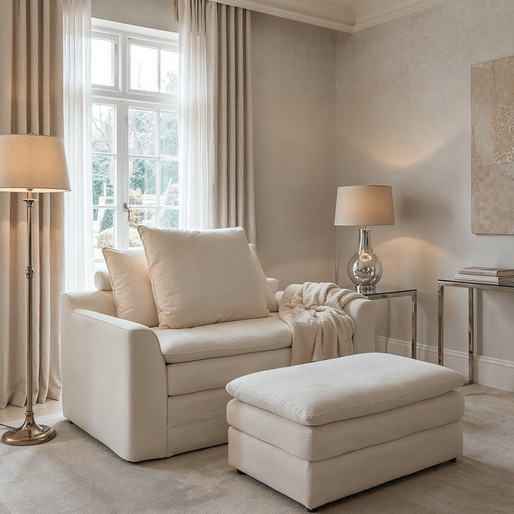Slumber Ivory Linen Relaxed Footstool