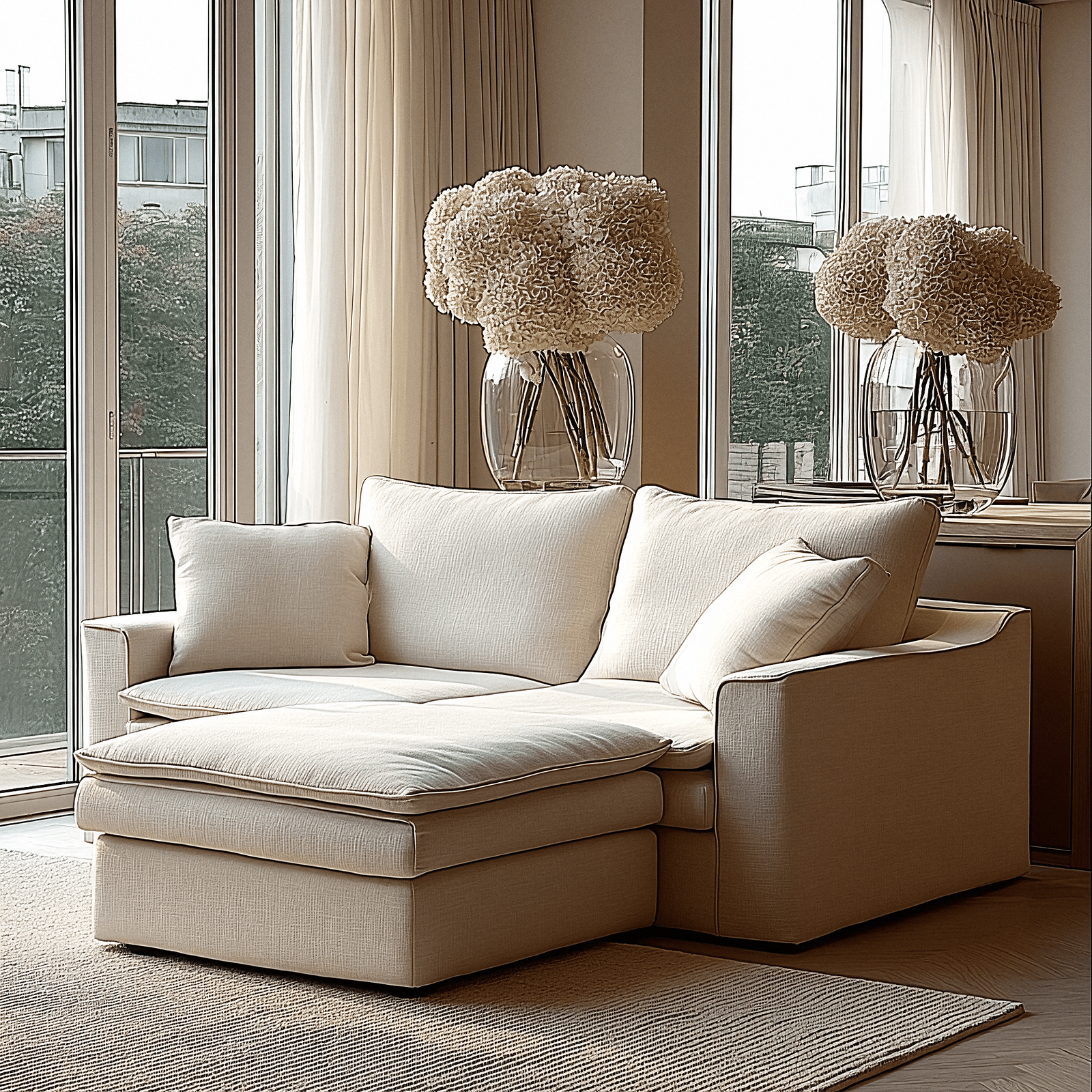 Snooze Sand Textured Squashy 3 Seater Sofa & Footstool