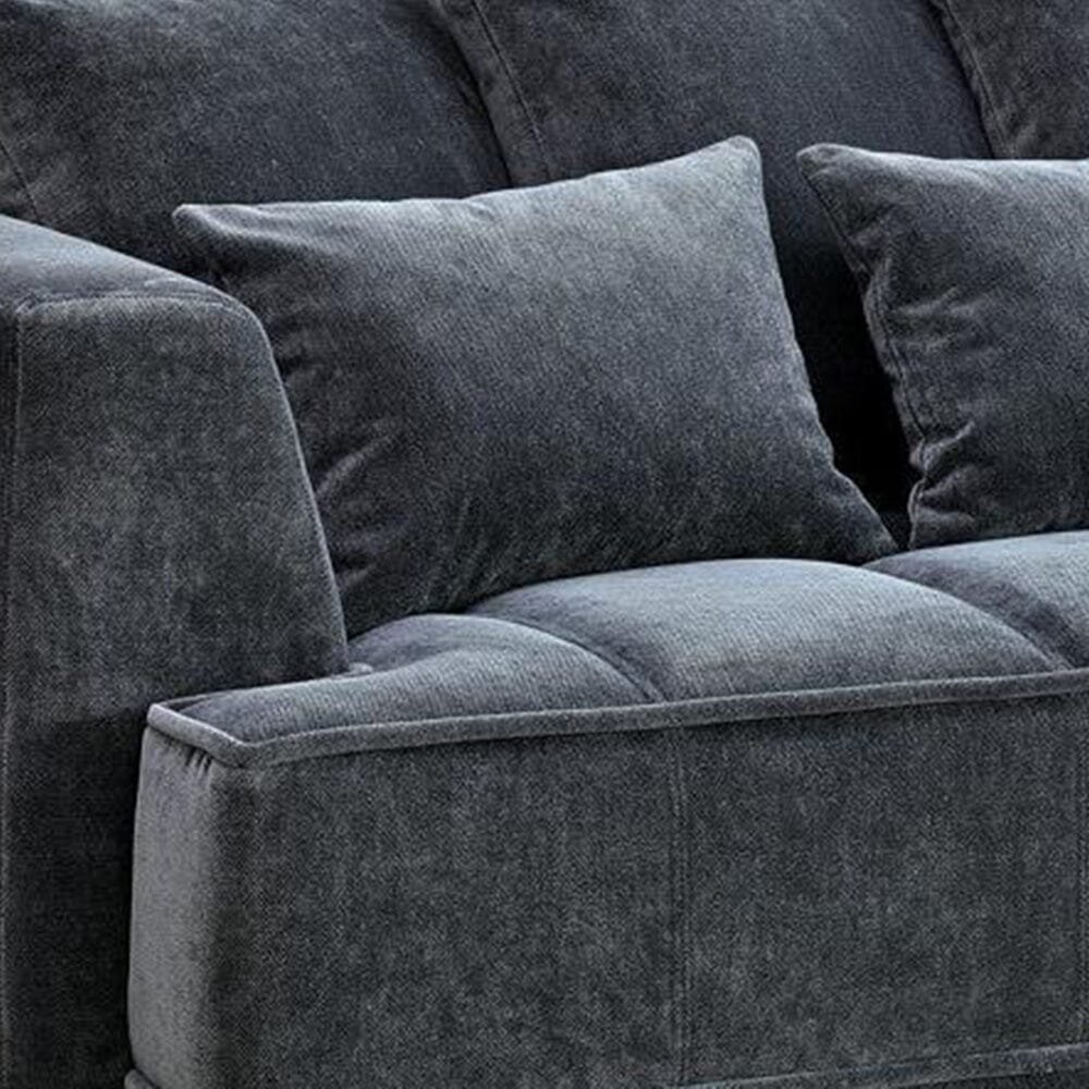 Sofia Steel Velvet Pillowback 3 Seater Sofa