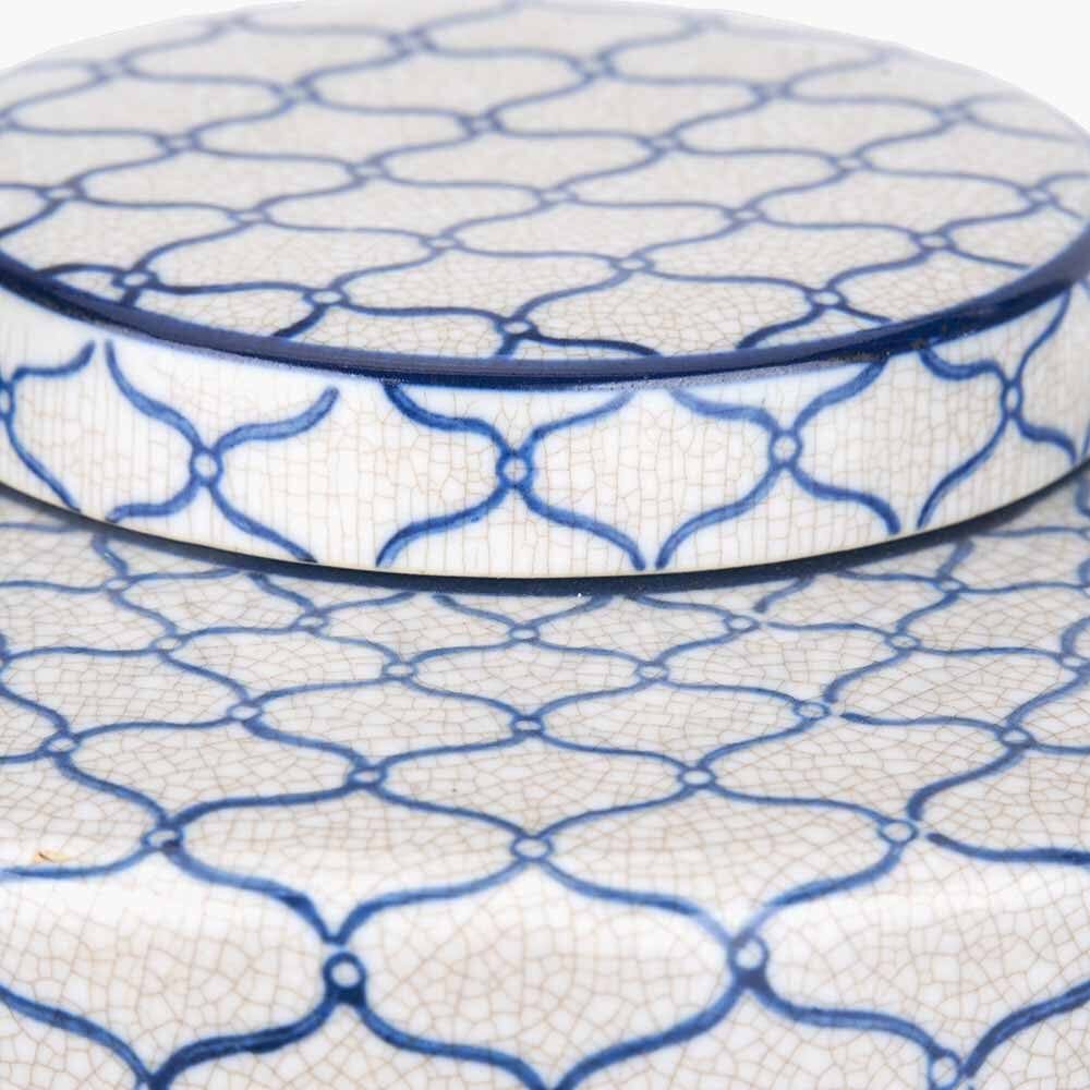 Soren Grey & Blue Ceramic Patterned Ginger Jar