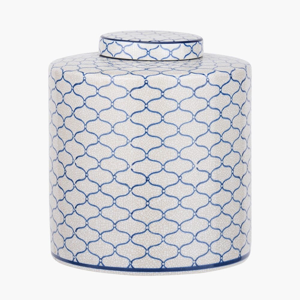 Soren Grey & Blue Ceramic Patterned Ginger Jar