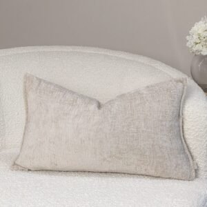 Souffle Cream Woven Cushion with Oxford Border - 30x50cm