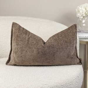 Souffle Taupe Woven Cushion with Oxford Border - 30x50cm