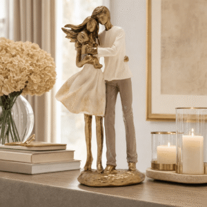 Standing Gold Couple with Baby Ornament