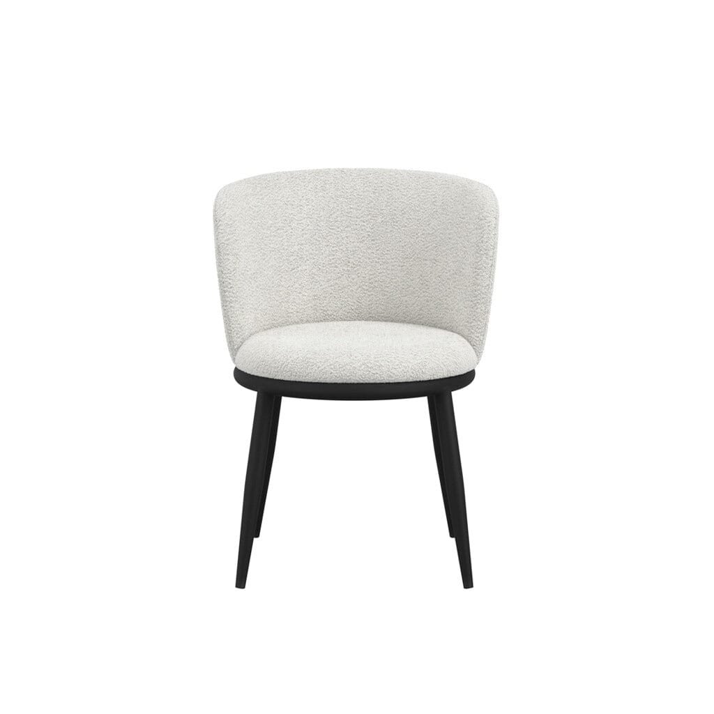 Stasi Off White Boucle Curved Dining Chair with Black Legs