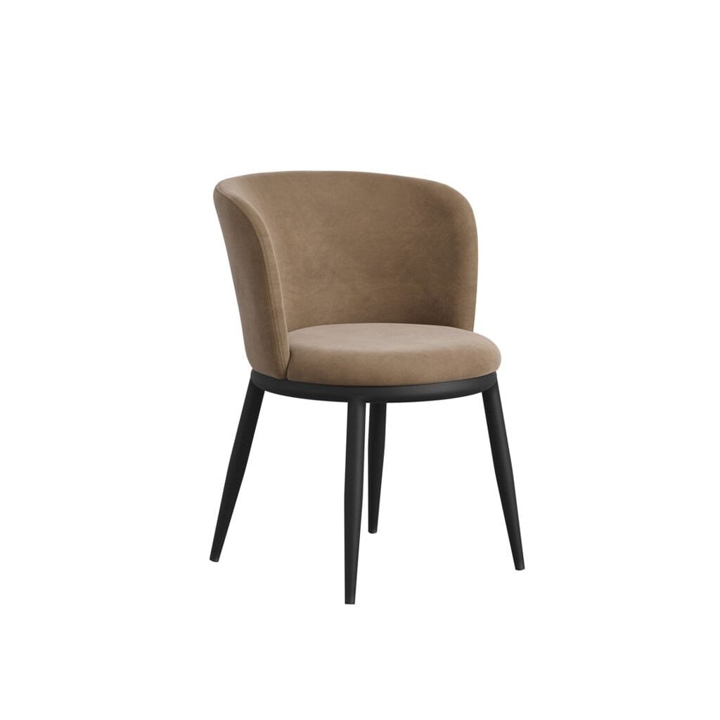 Stasi Taupe Velvet Curved Dining Chair with Black Legs