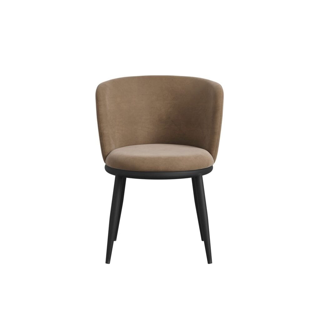 Stasi Taupe Velvet Curved Dining Chair with Black Legs